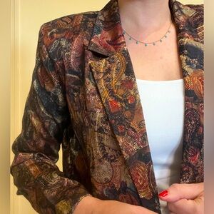 Vintage J.B.T Sport Petites by Fritzi Brocade Fall Blazer Petite Medium 🧡🍁🍂